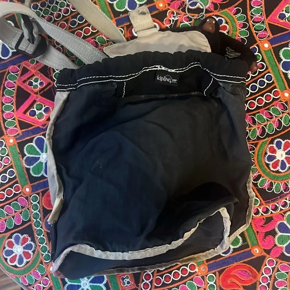vintage Kipling DELIA Mini backpack  black bag Zippers Drawstring